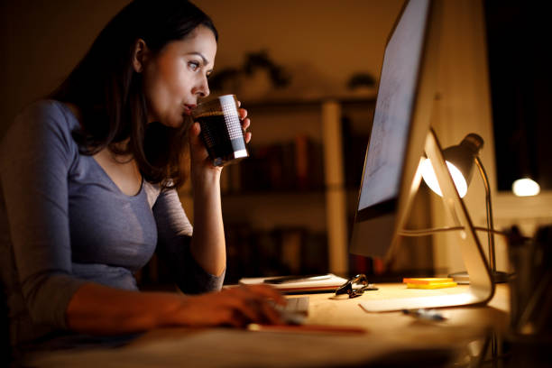 istock Mature woman working late at home 1314158526