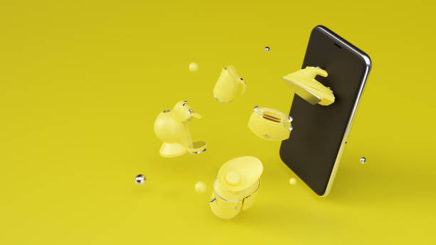 istock On-line shopping concept. Smartphone and Flying Appliances 1314158529