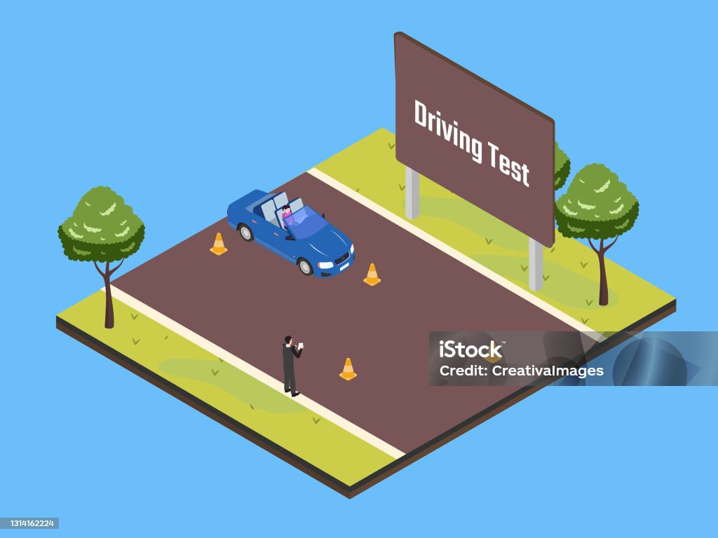 Driving Test Animation Driving Test Isometric Stock Illustration - Download Image Now - Blue ...