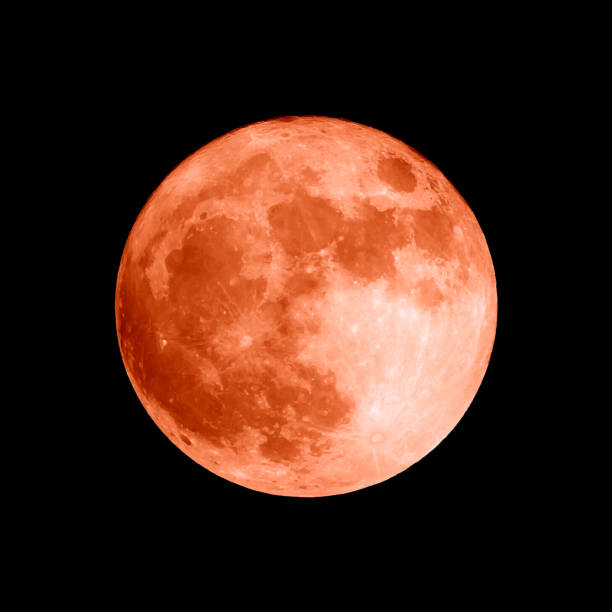 Realistic full moon Vector full moon. Carefully layered and grouped for easy editing. red full moon stock illustrations