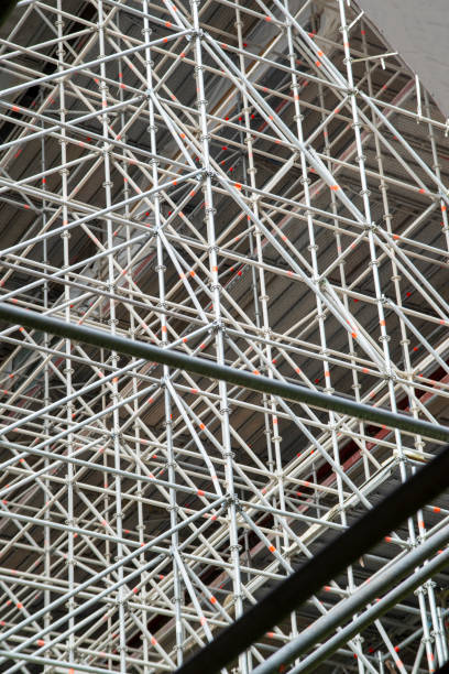 istock Huge metallic scaffold for building a bridge 1314168030