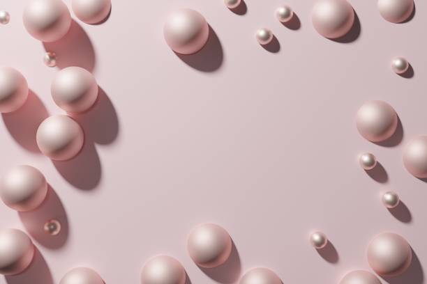 istock 3d render pink matte metallic spheres and pearles frame on a light pastel pink background 1314168719