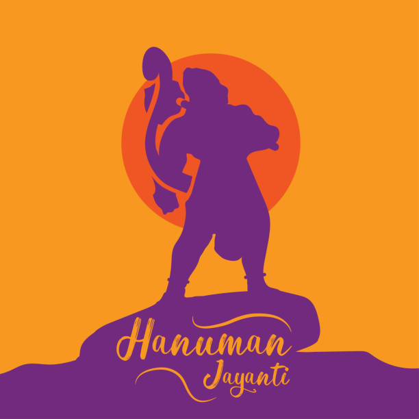 hanuman jayanti vektor gruß tapete, festival wünscht plakat banner, vektor - hanuman stock-grafiken, -clipart, -cartoons und -symbole