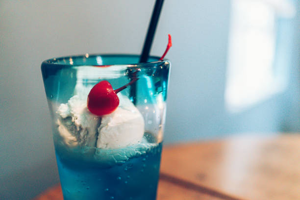 istock Vanilla ice cream float on blue soda drink 1314186546