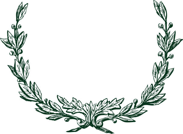 Freehand drawing of vintage triumphal laurel wreath.