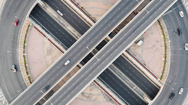 istock Aerial view of road intersection with roundabout 1314190524