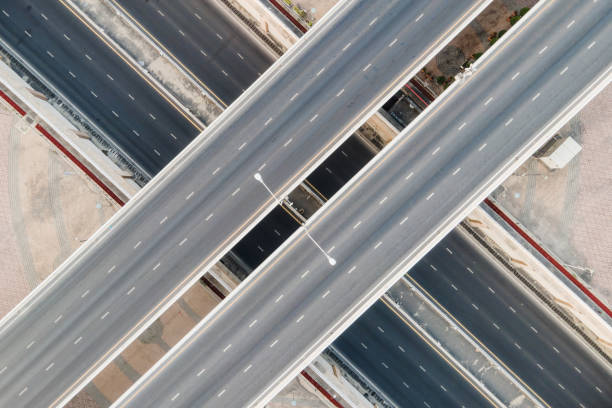 istock Aerial view of empty road interchange 1314190535