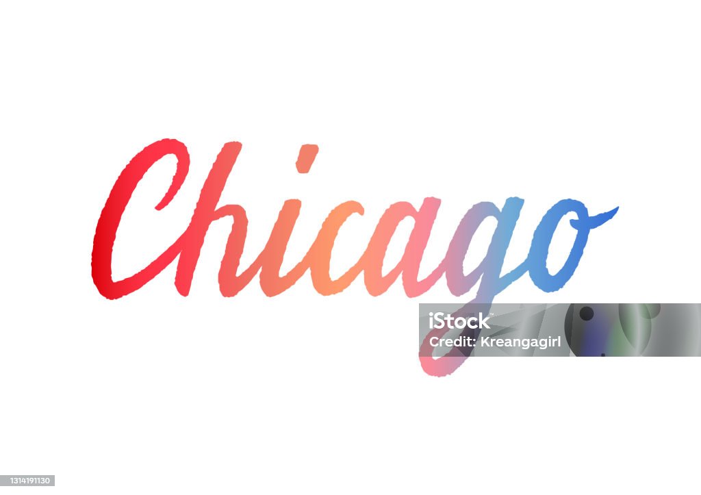 Chicago Ribbon Lettering Chicago Hand Lettering With Colorful Background Stock Illustration ...