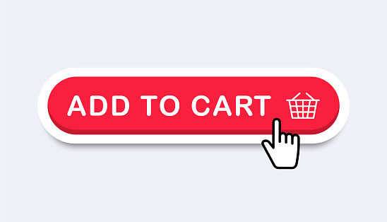 Add to cart button. Web button with shopping cart icon. Buy button for online store. Vector illustration.
