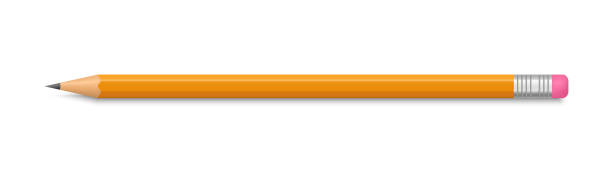 ゴム消しゴムが付いている現実的な黄色の鉛筆。鉛鉛筆研ぎ。木製の鋭い鉛筆。事務用品。ベクターの図。 - pencil office supply yellow sharp点のイラスト素材／クリップアート素材／マンガ素材／アイコン素材