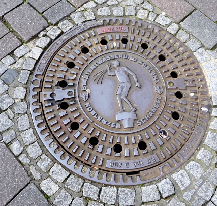 Manhole cover in the streets of Koblenz Germany