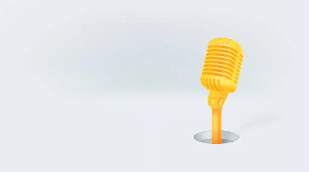 Vector illustration of Banner with microphone and copy space. Ready for a text