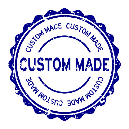 Grunge blue custom made word round rubber seal stamp on white background