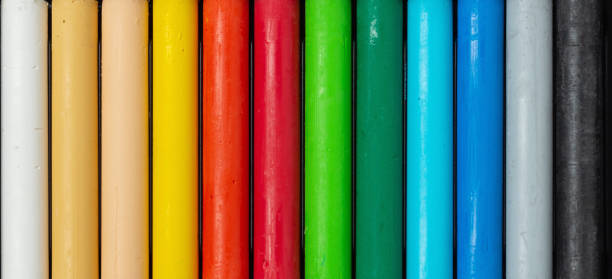 istock Multicolored oil pastel crayons close up as background 1314206968