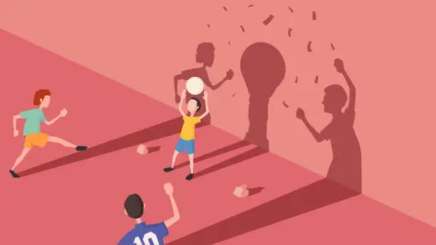 Vector illustration of People playing football
