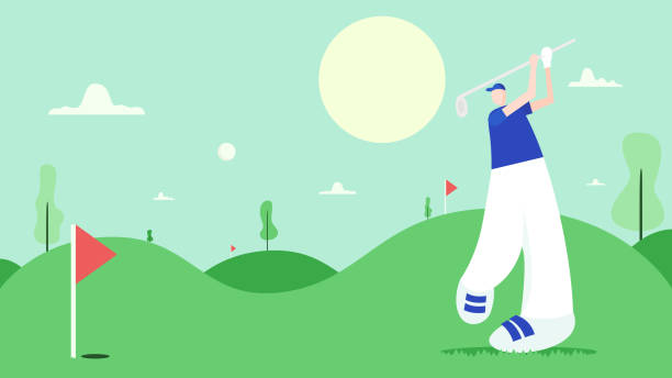 illustrations, cliparts, dessins animés et icônes de homme jouant au golf - sports flag golf individual sports sports and fitness