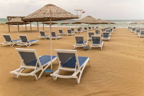 istock Sun loungers on Antalya beach. 1314210402