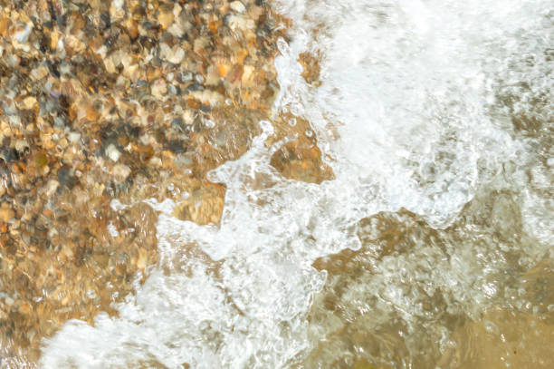 istock Sea wave on sea beach with small seashells. 1314212868