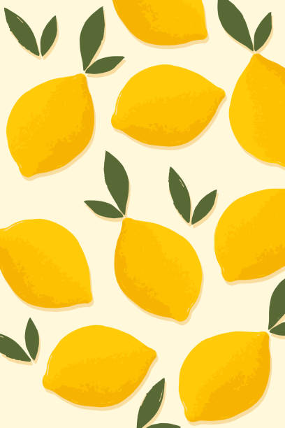 Beautiful lemon fruit pattern Vector seamless pattern with lemons. Modern abstract design for paper, cover, fabric, interior decor and other users. lemon fruit illustrations stock illustrations
