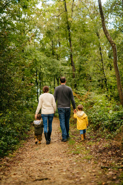 istock Young family enjoying a walk in a forest 1314217735