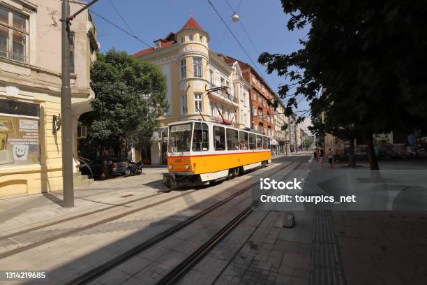 Yellow Tram On Graf Ignatiev Street In Sofia Stock Photo - Download Image Now - Bulgaria, City, Sofia