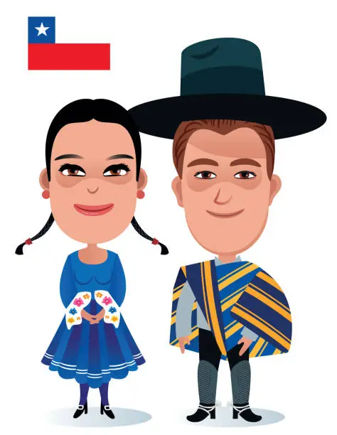 Vector illustration of Chilean people