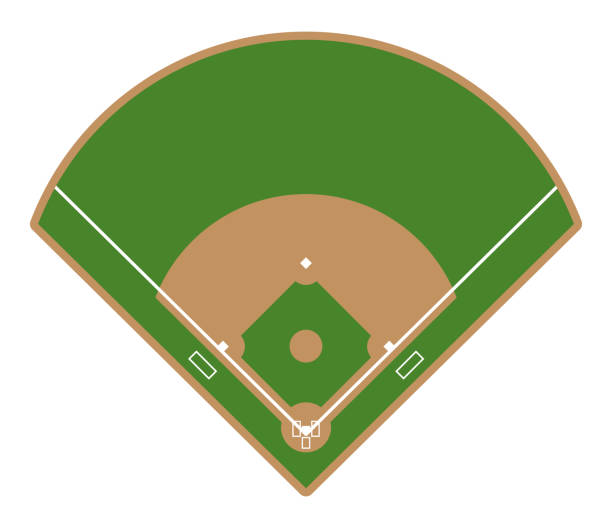 ilustrações, clipart, desenhos animados e ícones de ícone do campo de beisebol. ilustração plana do beisebol - baseballs baseball athlete ball