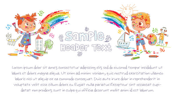 istock Children draw a rainbow on the wall. Design for website header or advertising brochure 1314222513