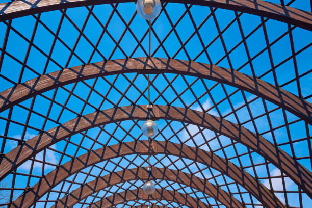Wooden arches with a canopy shaped trim, architecture details