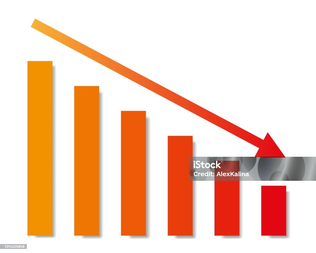 Graph With Decrease Report Diagram With Recession And Bankruptcy ...