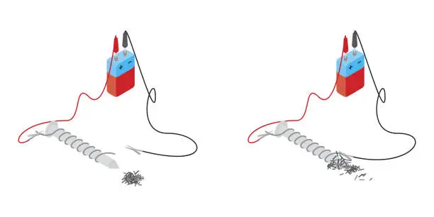 Vector illustration of electromagnet experiment