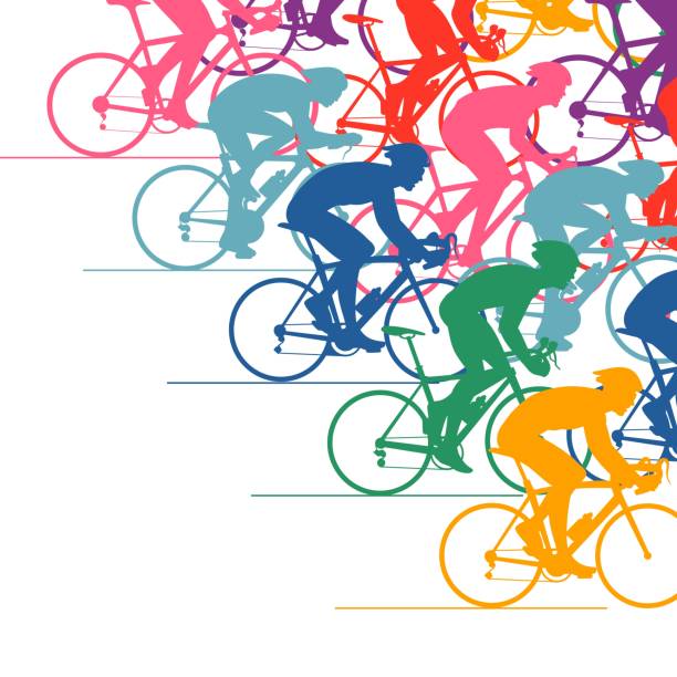 bike-rennfahrer. radfahrer silhouetten vektor-illustration - bahnradsport stock-grafiken, -clipart, -cartoons und -symbole