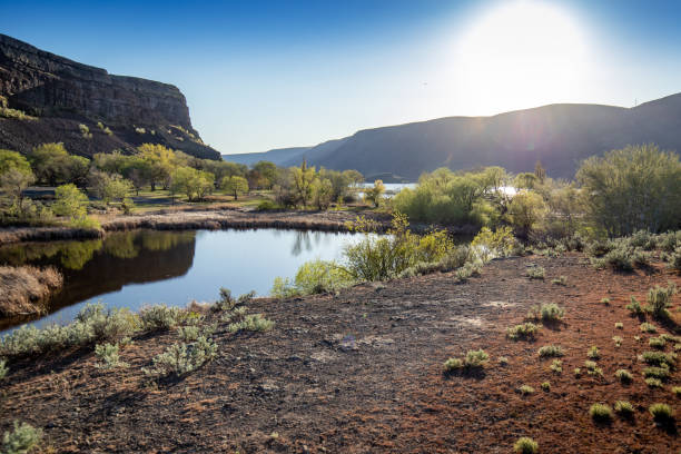 istock Sun Setting on Rock Cliffs at Sun Lakes State Park in Washington State 1314249860