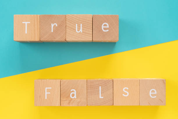 istock True and false; Nine wooden blocks with 