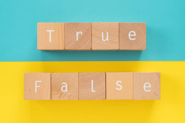 istock True and false; Nine wooden blocks with 