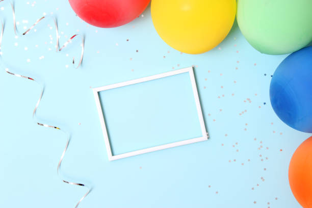 istock festive birthday background on colored background with place for text 1314251754