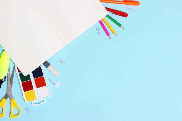 istock Office supplies on a colored background close-up. Back to school concept 1314262778