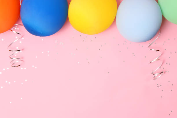 istock festive birthday background on colored background with place for text 1314264143