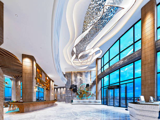 istock 3d render of luxury hotel reception and lobby 1314265733