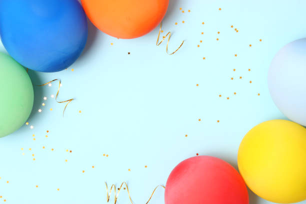 istock festive birthday background on colored background with place for text 1314269107