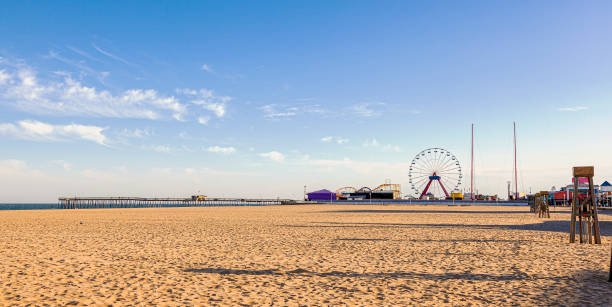 Empty beach of the popular tourist destination, Ocean City, Maryland. stock photo