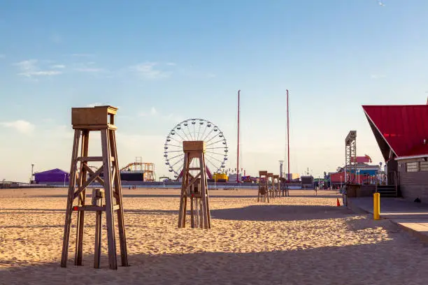 Photo of Empty beach of the popular tourist destination, Ocean City, Maryland.