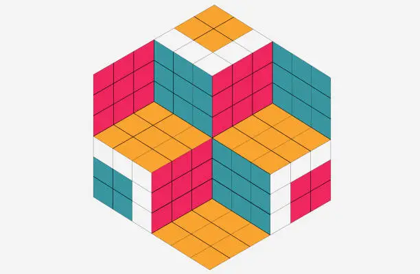 Vector illustration of 3D perspective cube structure pattern