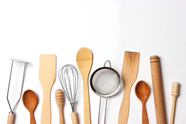 istock set of dishes close-up on a colored background. Kitchen appliances. 1314276794