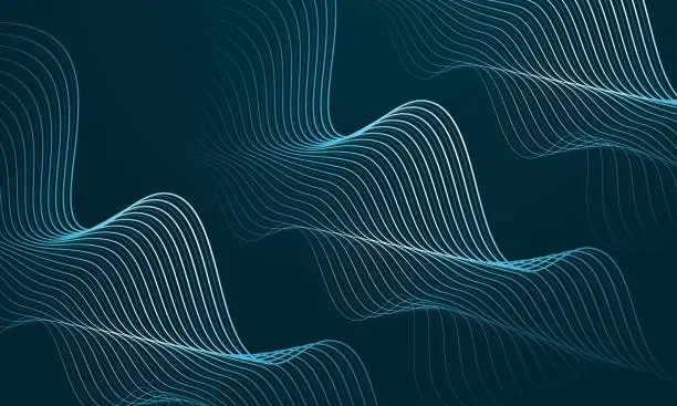 Vector illustration of Vector abstract background with dynamic waves, line and particles. stock illustration