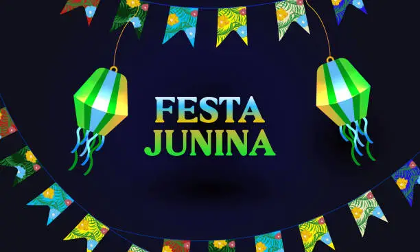Vector illustration of festa Junina holiday banner party. stock illustration