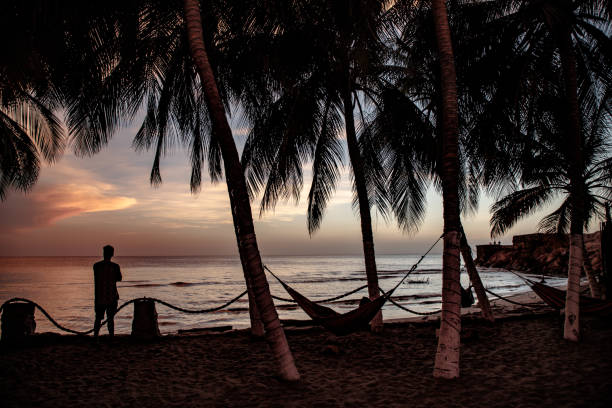 Man enjoying the Sunset in a tropical beach