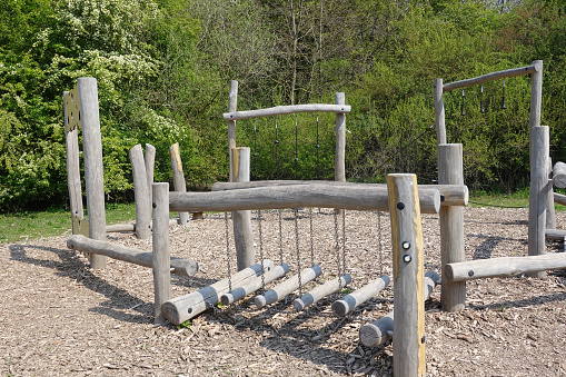Balance games  Outdoor public play area for children in a park in Île-de-France