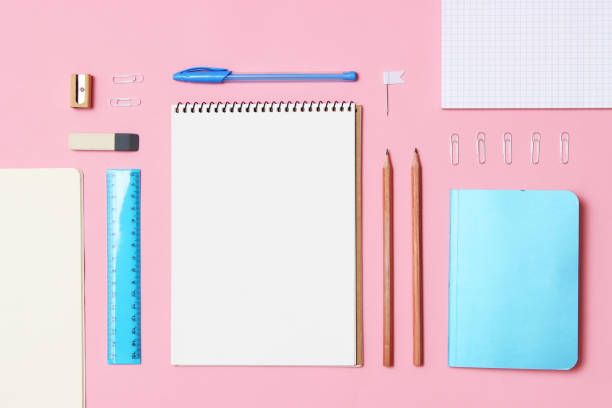 istock Office supplies on a colored background close-up. Back to school concept 1314284844