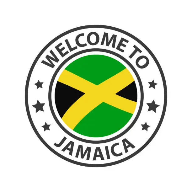 Vector illustration of Welcome to Jamaica. Collection of welcome icons.
